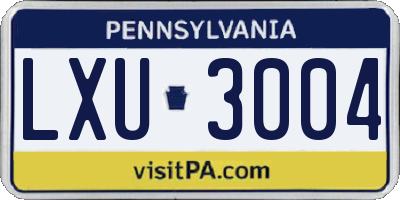 PA license plate LXU3004