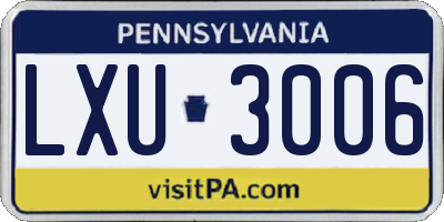 PA license plate LXU3006