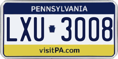 PA license plate LXU3008