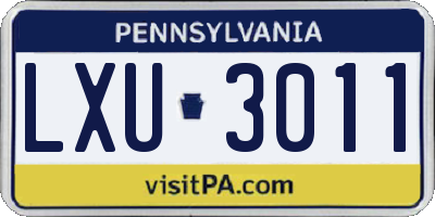 PA license plate LXU3011