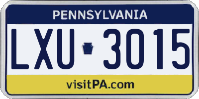 PA license plate LXU3015