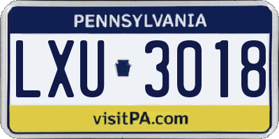PA license plate LXU3018