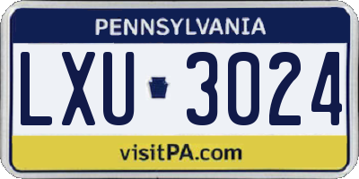 PA license plate LXU3024