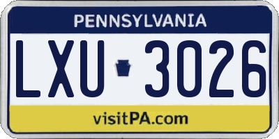 PA license plate LXU3026