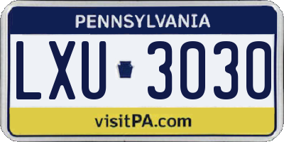 PA license plate LXU3030