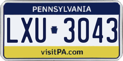 PA license plate LXU3043