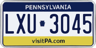 PA license plate LXU3045