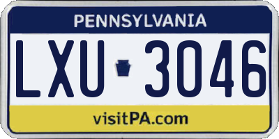 PA license plate LXU3046