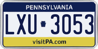 PA license plate LXU3053