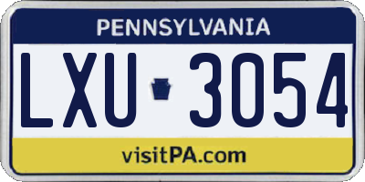 PA license plate LXU3054