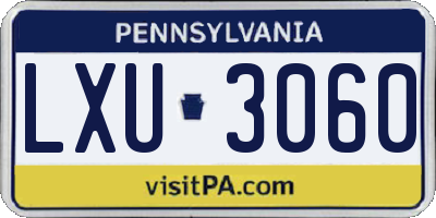 PA license plate LXU3060