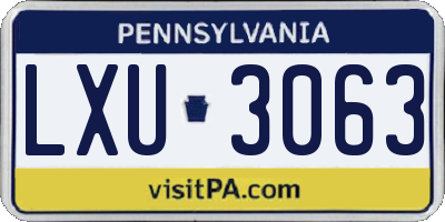 PA license plate LXU3063