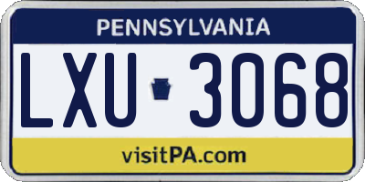 PA license plate LXU3068