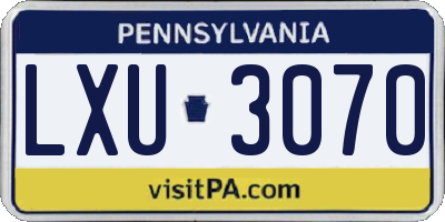 PA license plate LXU3070