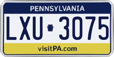 PA license plate LXU3075