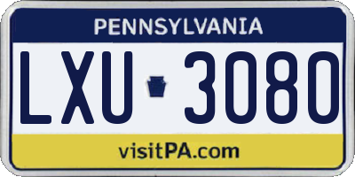 PA license plate LXU3080
