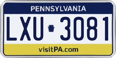 PA license plate LXU3081