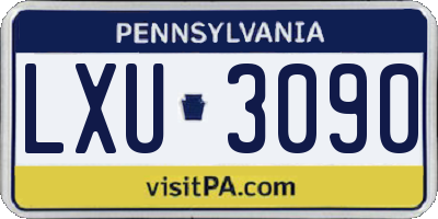 PA license plate LXU3090