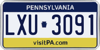 PA license plate LXU3091