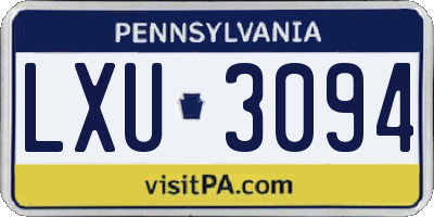 PA license plate LXU3094