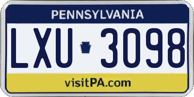 PA license plate LXU3098