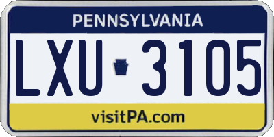 PA license plate LXU3105