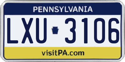 PA license plate LXU3106