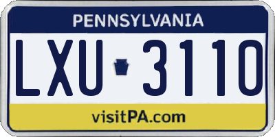 PA license plate LXU3110