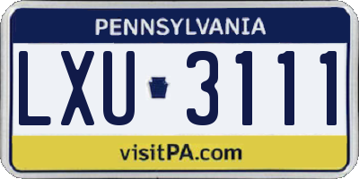 PA license plate LXU3111