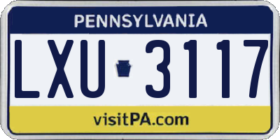 PA license plate LXU3117