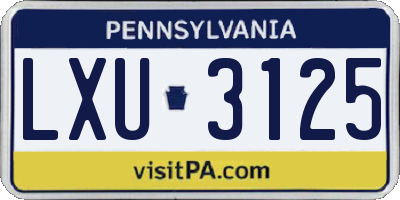 PA license plate LXU3125