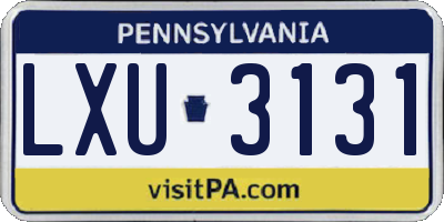 PA license plate LXU3131