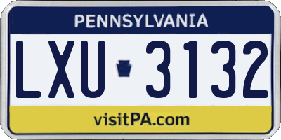 PA license plate LXU3132