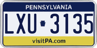 PA license plate LXU3135