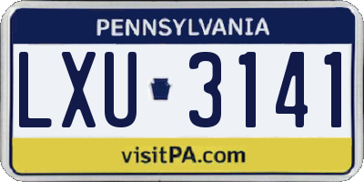 PA license plate LXU3141