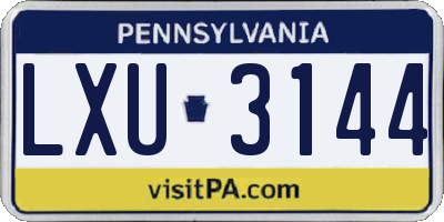 PA license plate LXU3144