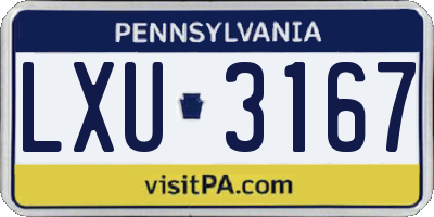 PA license plate LXU3167