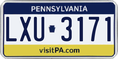 PA license plate LXU3171