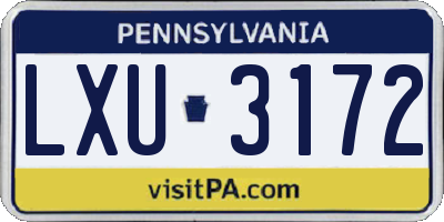PA license plate LXU3172