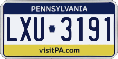 PA license plate LXU3191
