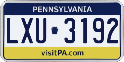 PA license plate LXU3192