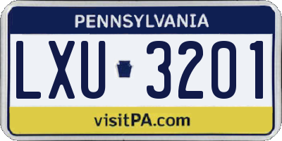 PA license plate LXU3201