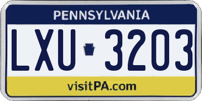 PA license plate LXU3203
