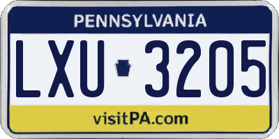 PA license plate LXU3205
