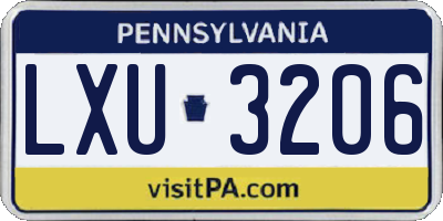 PA license plate LXU3206