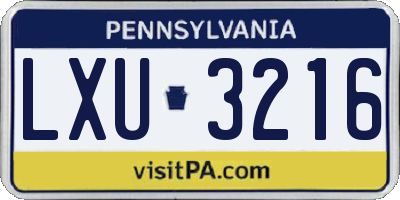 PA license plate LXU3216