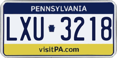 PA license plate LXU3218