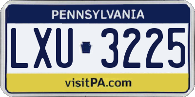 PA license plate LXU3225