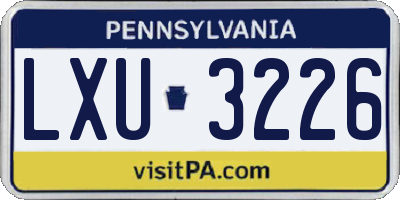 PA license plate LXU3226