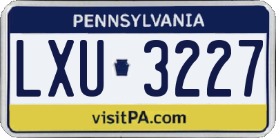 PA license plate LXU3227
